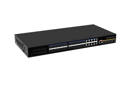 DC12V 8A 10GSFP L3 Gigabit Managed Ethernet SFP Fiber Switch 24 Port 128Gbps AC 100~240 فولت
