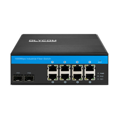 جودة  48VDC DIN Rail Mounting Industrial Unmanaged POE Switch 8 Gigabit RJ45 Ports مصنع