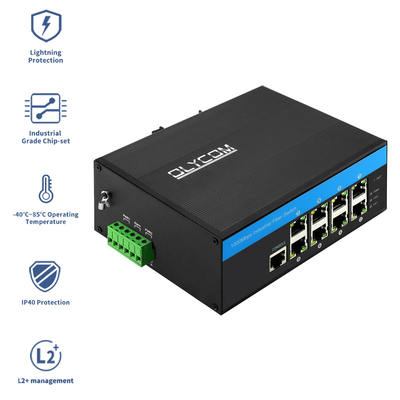 مفتاح إيثرنت قابل للإدارة من الطبقة الثانية 8 منافذ PoE جيجابت 802.3Af/at 240W قائم على Vitesse CE