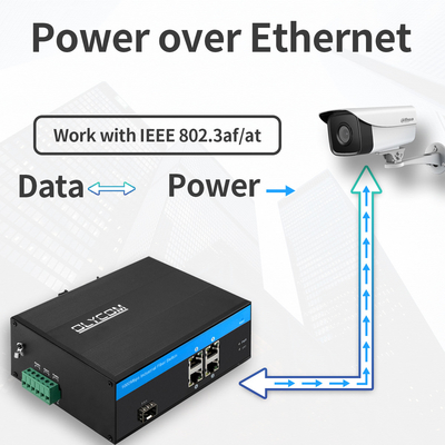 100 / 1000M 5 Port Ethernet POE Fiber Switch غير مدار SFP Slot Af / At 120W