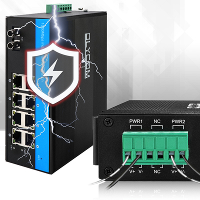 التبديل الصناعي PoE المدار 8 منفذ ST شبكة الألياف الجيغابيت غير المدارة CE FCC IP40