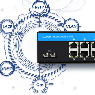 التبديل الصناعي PoE المدار 8 منفذ ST شبكة الألياف الجيغابيت غير المدارة CE FCC IP40