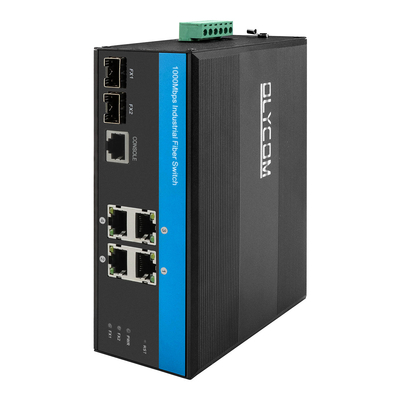 التبديل الايثنر المدار الصناعي جيجابيت 2.5G الألياف SFP Uplink IP40 DC24V