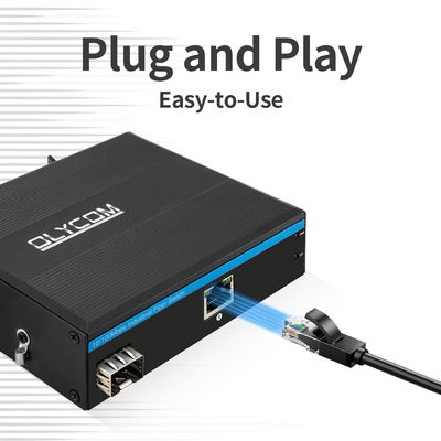 محول وسائل الإعلام الصناعية PoE 10/100M Fast Ethernet 15.4W/30W SFP Fiber للكاميرات IP