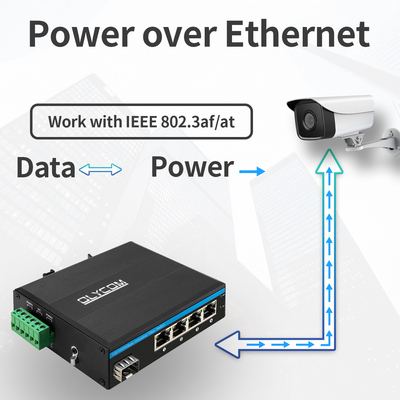 مفتاح PoE SFP بـ 5 منافذ شبكة جيجابت PoE/PoE+ بميزانية 120 واط DC48V بدون مروحة CE FCC