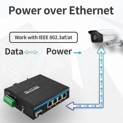 Sfp Network Gigabit POE Switches الطاقة عبر إيثرنت 4 + 1 منافذ