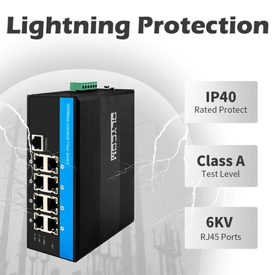 8 منافذ صناعية شبكة جيجابيت POE مفتاح غير مدير DC48V مدخل مخرج 240W