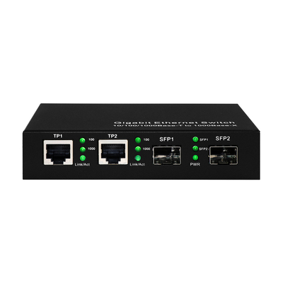 مفتاح Ethernet التجاري جيجابيت 4 منفذ Sfp الألياف الضوئية غير المدارة DC5V