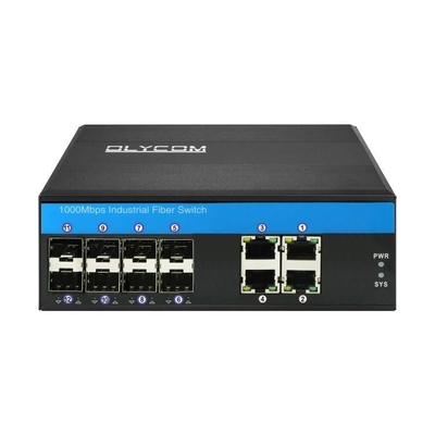 8 Sfp Fiber 1G/2.5G Industrial Managed Optic Switch With 4 Ethernet Ports IP40 Grade