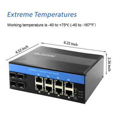 OLYCOM PoE Network Switch 8 Port 240W الميزانية الصناعية Gigabit Ethernet CE FCC