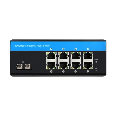 8 منفذات محولات شبكة جيجابيت الصناعية غير المدارة ST Fiber SingleMode 30Km DC24V