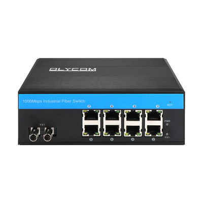 محول شبكة جيجابت صناعي 8 منافذ غير مُدار من ألياف ST أحادية النمط 30 كجم DC24V CE