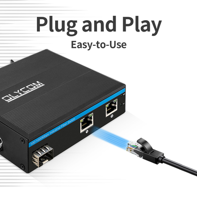غيغابيت 30W 60W PoE مفاتيح الموسع الصناعية الصف SFP الألياف غير المدارة DC48V