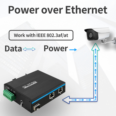غيغابيت 30W 60W PoE مفاتيح الموسع الصناعية الصف SFP الألياف غير المدارة DC48V