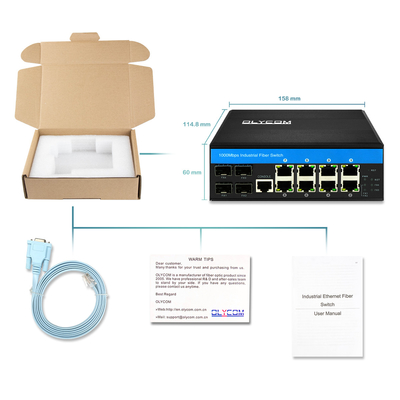 مفتاح PoE الصناعي المدار 8 منفذ L2 على أساس دعم الميزانية 240W 1G 2.5G حلقة الألياف