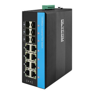 2.5G L2 إدارة الشبكة الصناعية PoE التبديل دعم ERPS MSTP حلقة دين ريل