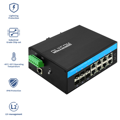 محولات إثنتر مُدارة بـ 1G/2.5G أوبتيكية SFP ERPS حلقة IP40