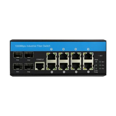 محول صناعي مُدار من الطبقة 3 جيجابت إيثرنت 12 منفذ ERPS RSTP DIN Rail CE