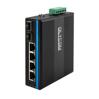 مفتاح إيثيرنت الصناعي غير المدار بـ 6 منافذ 100M / 1000M ذاتية الاستشعار SFP Fiber DC24V DC