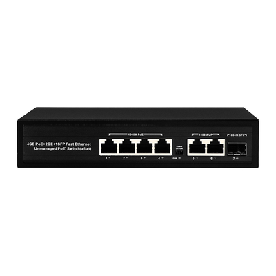 مفتاح شبكة POE بـ 4 مرافئ جيجابيت غير مدير مع 2 SFP / RJ45 100/1000M Uplink
