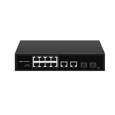 8 منافذ POE Gigabit Fiber Switch POE Watchdog مع 4 منافذ SFP / RJ45 Uplink 120W