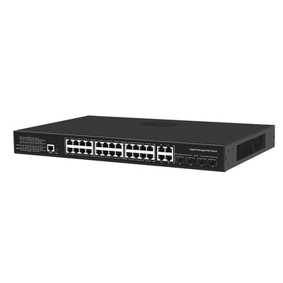 24 منفذ PoE التبديل جيجابيت القائمة على L2 L3 الذكية المدارة 300W الميزانية مع SFP Uplink 1U رف