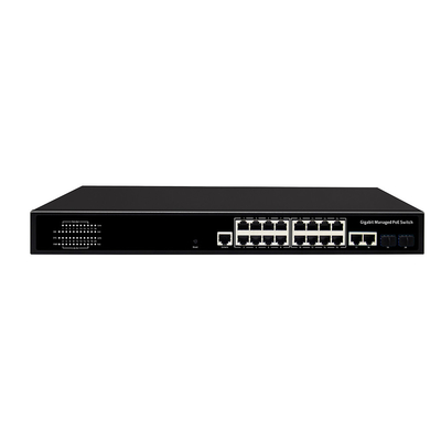 16 منفذ Gigabit مدير PoE Switch تجاري 1U Rack 300W مع 2 SFP / RJ45 Uplink