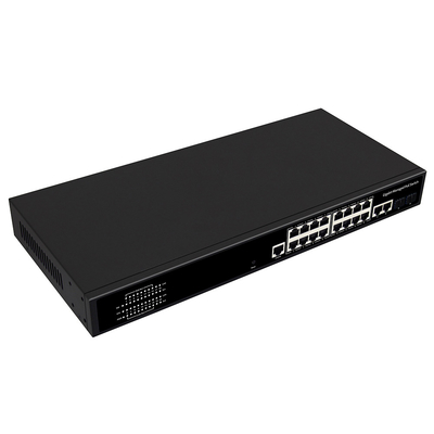16 منفذ Gigabit مدير PoE Switch تجاري 1U Rack 300W مع 2 SFP / RJ45 Uplink