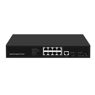 8 منفذ PoE Vlan مدير Gigabit Fiber Switch رقاقة Realtek 120W مدخل AC الميزاني