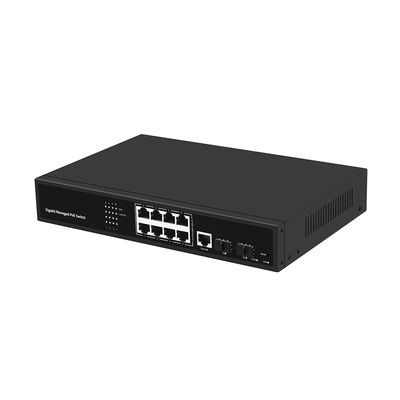 8 منفذ PoE Vlan مدير Gigabit Fiber Switch رقاقة Realtek 120W مدخل AC الميزاني