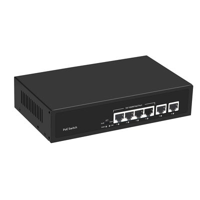 Ethernet سريع CCTV PoE Switch 4 منفذ مع 2 Copper Uplink 55W اقتصاد الطاقة AC
