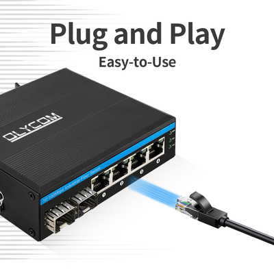 التبديل الصناعي غير المدار POE 4 منفذ 100Mbps شبكة الألياف SFP 15.4W/30W القياسية