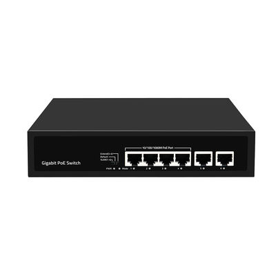 مفتاح PoE جيجابت بـ 6 منافذ، امتداد 250 متر، VLAN، ميزانية طاقة 60 واط، مدخل 220 فولت