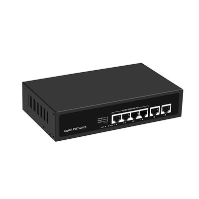 مفتاح PoE جيجابت بـ 6 منافذ، امتداد 250 متر، VLAN، ميزانية طاقة 60 واط، مدخل 220 فولت