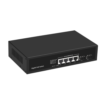 4 منافذ Gigabit PoE Switch 60W الألياف SFP الميزانية غير المدارة مع امتداد VLAN 250 متر