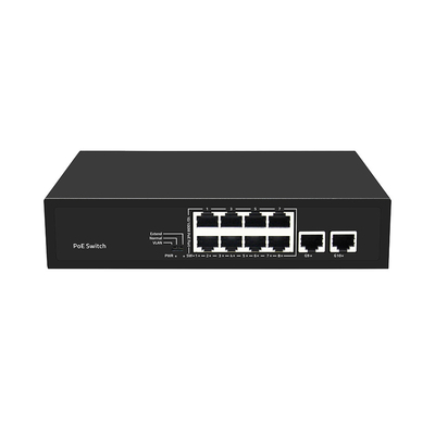 8 منافذ CCTV POE Switch Fast Ethernet مع 2 جيجابيت Copper Uplink PoE Af / At 120W الميزانية