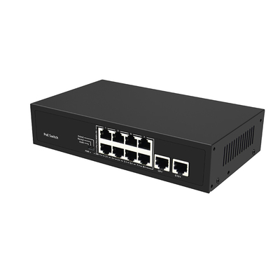 8 منافذ CCTV POE Switch Fast Ethernet مع 2 جيجابيت Copper Uplink PoE Af / At 120W الميزانية