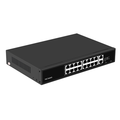 16 منفذ PoE Switch 10/100M Ethernet مع 2 SFP / RJ45 Uplink لكاميرات المراقبة المكتوبة 300W Budget