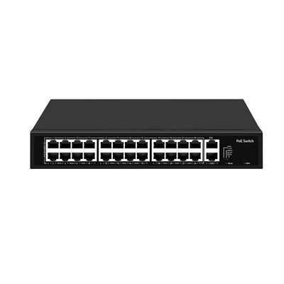 24 منفذ CCTV Poe Switch غير مدير 100M رف Ethernet السريع نوع 300W مدخل AC الميزاني