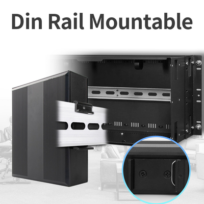2 منفذ محول وسائل الإعلام الصناعية الحجم الصغير 1000M Din Rail Network Switch