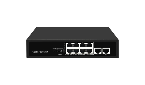 الشبكة غير المدارة 10 منافذ جهاز سطح المكتب جيجابيت POE البديل مع 8 منافذ بو AC100-240V