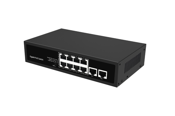 الشبكة غير المدارة 10 منافذ جهاز سطح المكتب جيجابيت POE البديل مع 8 منافذ بو AC100-240V