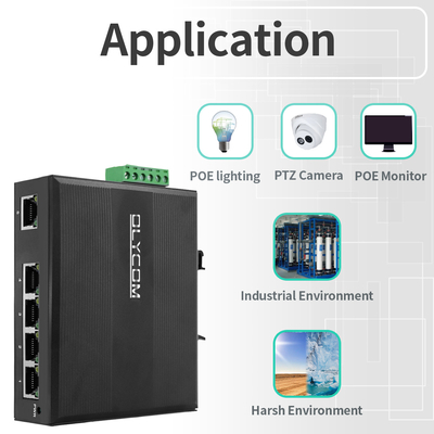 التبديل الصناعي غير المدار لـ Poe Switch 5 Port Gigabit Network 15.4W/30W القياسية 120W دين ريل