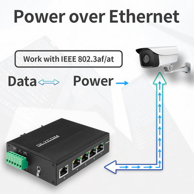 التبديل الصناعي غير المدار لـ Poe Switch 5 Port Gigabit Network 15.4W/30W القياسية 120W دين ريل