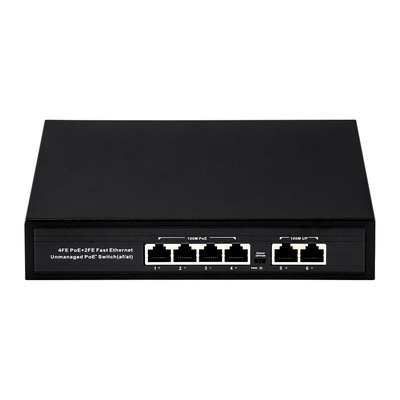 OEM ODM Fast Ethernet 10/100mbps 4 Port Poe Switch مع 2 Uplink Port Switch للشبكة
