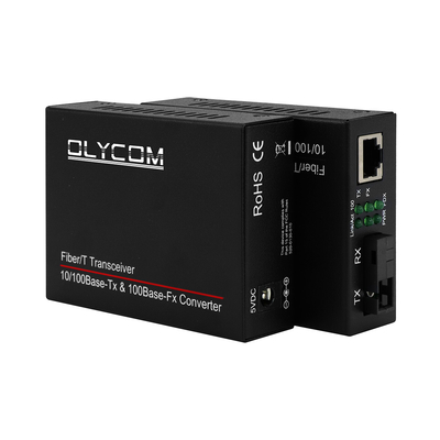 محول الوسائط المصغرة للألياف الضوئية Rj45 إلى جهاز الاستقبال Sc mm 20km الألياف الوحيدة Sm 1310/1550nm