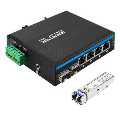 مفتاح الشبكة الصناعية ذو 6 موانئ مع 2 ألياف و 4 موانئ آوتو-MDI / MDIX RJ45