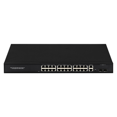 24 منفذ شبكة 48 فولت ناقل PoE النشط 450W AF / AT القياسي مع 2 RJ45 Uplink Port Ethernet sfp فائبر Switch