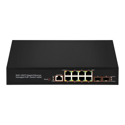 8 منافذ جيجابيت مدير PoE Switch SFP الألياف الضوئية 120W ميزانية AC المدخلات ريالتك رقاقة