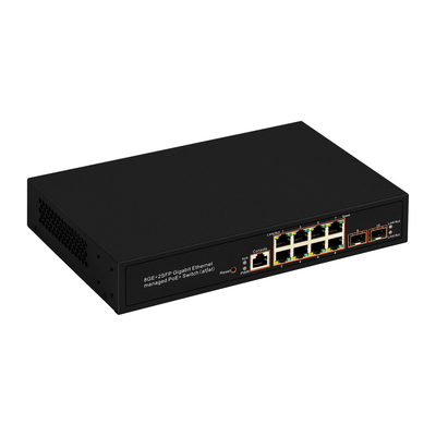 8 منافذ جيجابيت مدير PoE Switch SFP الألياف الضوئية 120W ميزانية AC المدخلات ريالتك رقاقة